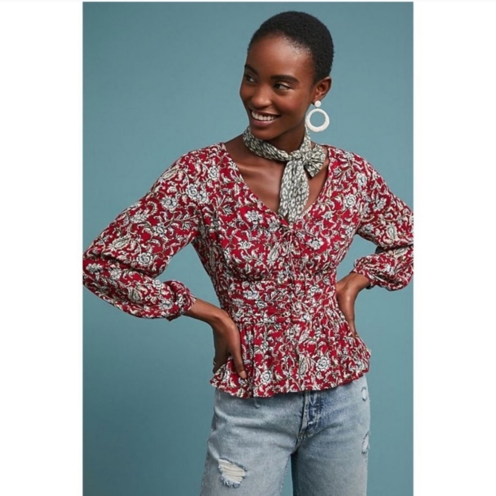 Anthropologie Feather Bone Latrobe Floral Top